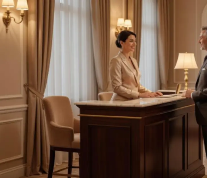 Elegáns éttermi fogadás privát pókerest előtt, megterített asztalokkal és meleg hangulattal