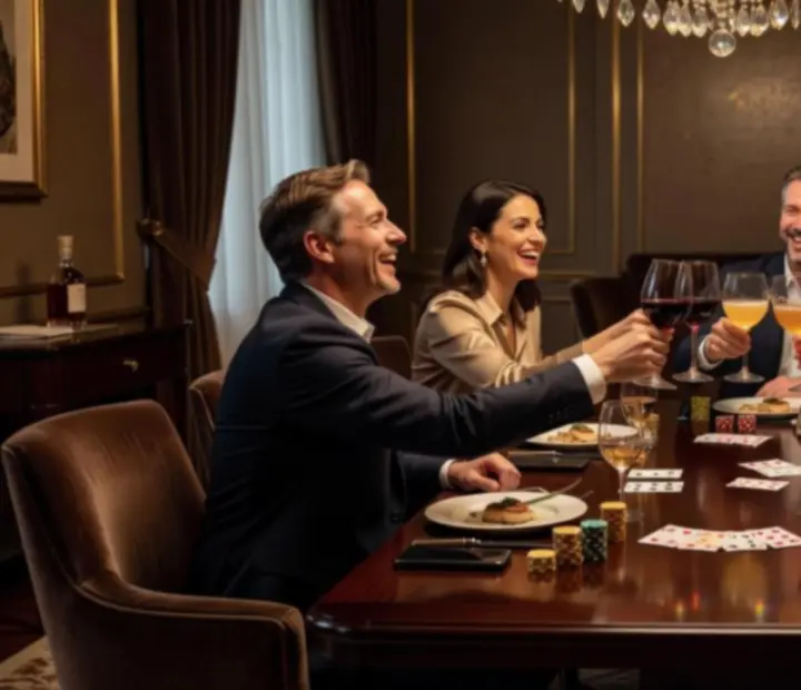 Jellegzetes pillanatok: győztes kézfogás, nevetés és fine dining fogások